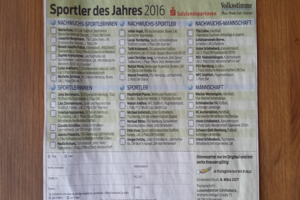 Sportlerwahl Zeitung